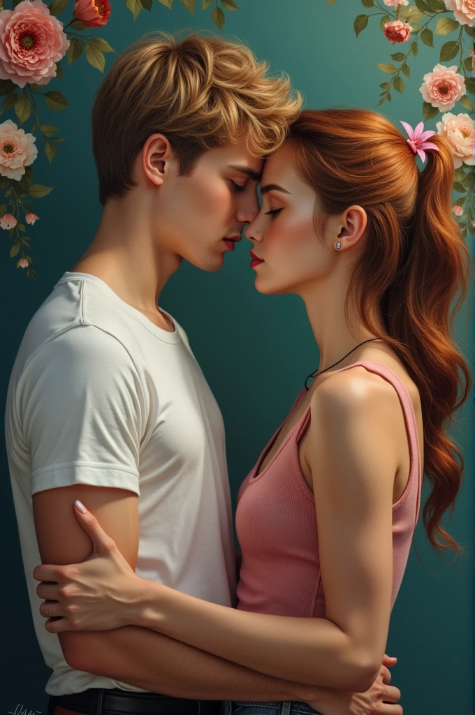 Fais une page de couverture entre un lycéen et une professeure. Le garçon est ténébreux, moqueur, sans sentiments et fait parti d'une bande de potes qui est craint par le lycée. Il a les cheveux blonds dorés et les yeux marrons cassants. Et la professeure a les cheveux noisettes-cacahuètes aux yeux bleus oceans. Elle a un douloureux passé mais elle est douce et sensible. Ils det se rapprocher parce que la professeure lui fera du tutorat. La professeure a 23 ans et le lycéen en a 16. Le garçon est habillé d'un tee-shirt blanc et d'un pantalon en cuir. Il est très beau. Sinon tu peux faire quelque chose avec un livre où sur un côté il y a des fleurs fanées qui représentent le garçon et des fleurs plus jolies qui vont éclorent pour représenter la fille. Mais fait quelque chose de vraiment, qui donne envie de découvrir le livre. Que dans cette romance, il n'y a pas que le bonheur mais aussi la douleur. Les deux se regardent avec envie mais ils savent qu'ils ont l'interdiction de s'aimer. Le garçon est sûr le point de l'embrasser. Fais une page de couverture entre un lycéen et une professeure. Le garçon est ténébreux, moqueur, sans sentiments et fait parti d'une bande de potes qui est craint par le lycée. Il a les cheveux blonds dorés et les yeux marrons cassants. Et la professeure a les cheveux noisettes-cacahuètes aux yeux bleus oceans. Elle a un douloureux passé mais elle est douce et sensible. Ils det se rapprocher parce que la professeure lui fera du tutorat. La professeure a 23 ans et le lycéen en a 16. Le garçon est habillé d'un tee-shirt blanc et d'un pantalon en cuir. Il est très beau. Fais une page de couverture entre un lycéen et une professeure. Le garçon est ténébreux, moqueur, sans sentiments et fait parti d'une bande de potes qui est craint par le lycée. Il a les cheveux blonds dorés et les yeux marrons cassants. Et la professeure a les cheveux noisettes-cacahuètes aux yeux bleus oceans. Elle a un douloureux passé mais elle est douce et sensible. Ils deFai