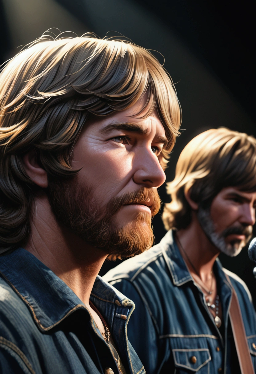 a creedence clearwater revival band members, detailed portrait, photorealistic, highly detailed, realistic, ultra-detailed, sharp focus, physically-based rendering, 4k, high resolution, best quality, masterpiece, studio lighting, vivid colors, dynamic lighting, dramatic shadows, dramatic lighting, environmental portrait, atmospheric, moody, cinematic
