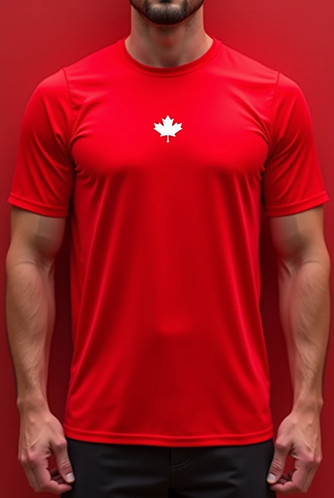 Red Canada team t-shirt with a small white dragon symbol of Canada on top