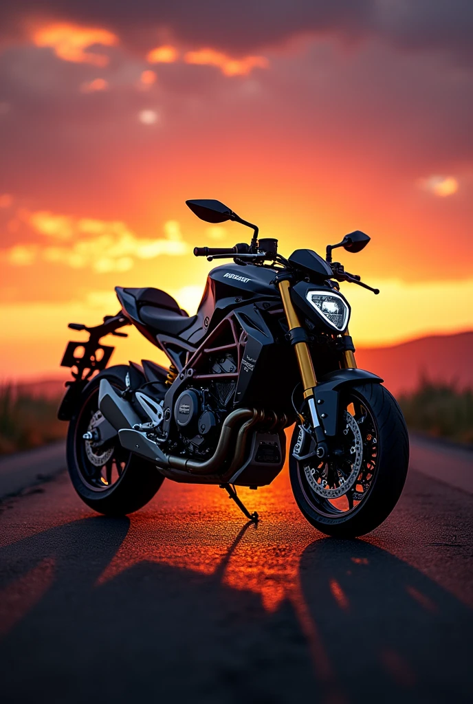 Wallpaper of an mv agusta rush 1000 with the lights on at sunset