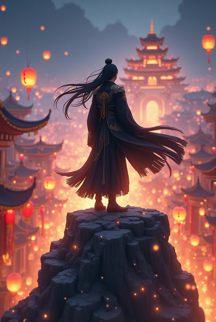 Xiao standing on a rock while its lantern rite season