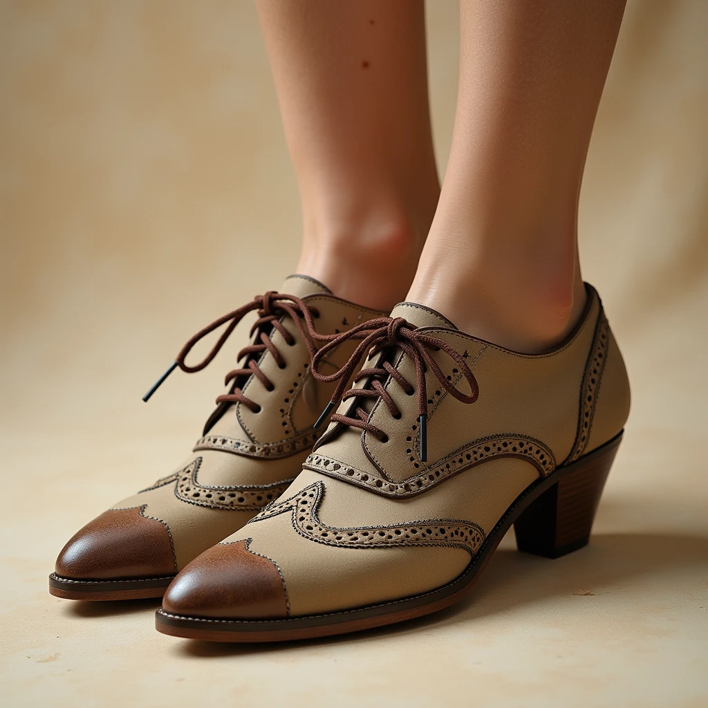 Design a pair of shoes that represent the past for a female