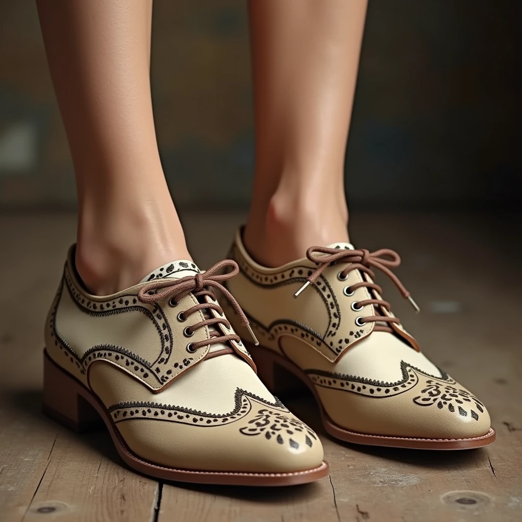 Design a pair of shoes that represent the past for a female