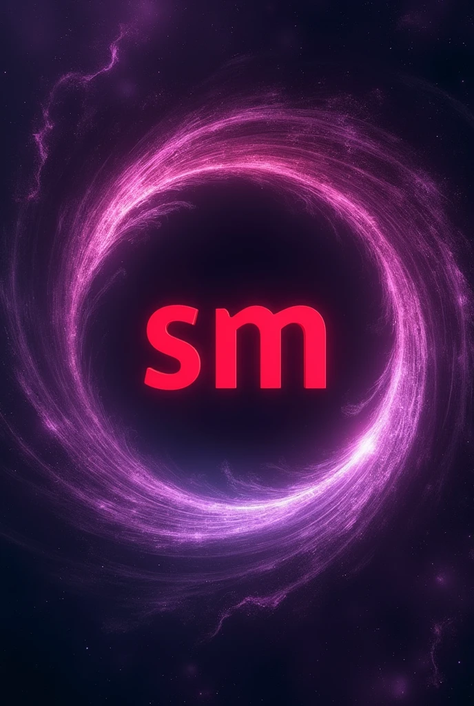 Image with the initial sm in the center and the background all purple with details looking like a black hole with the beautiful, big, red letter