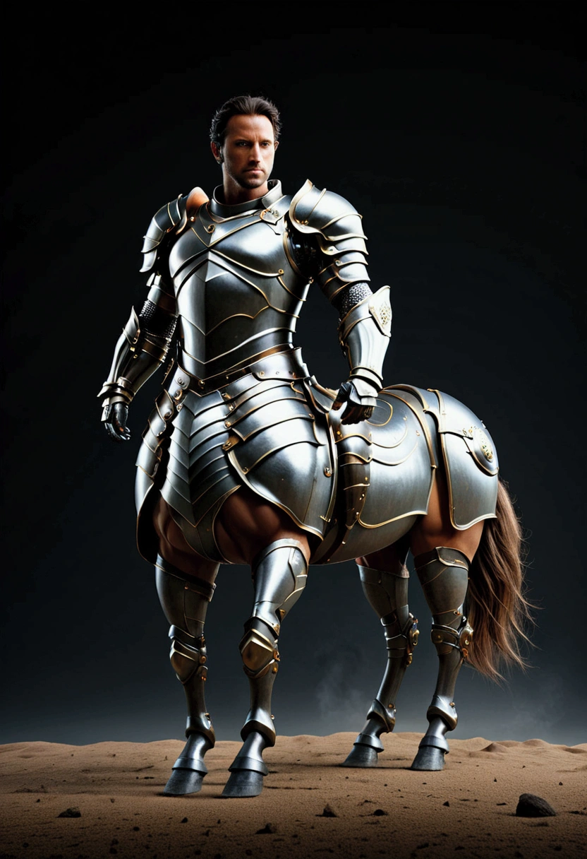 a Armor Centaur, legend. Beautiful cinematic lighting, surreal, color graded, dynamic movement, captivating chiaroscuro, full body, award-winning, cinematic still, emotional, vignette, dynamic, vivid, (masterpiece, best quality, photorealistic, Professional, perfect composition, very aesthetic, absurdres, ultra-detailed, intricate details:1.3)