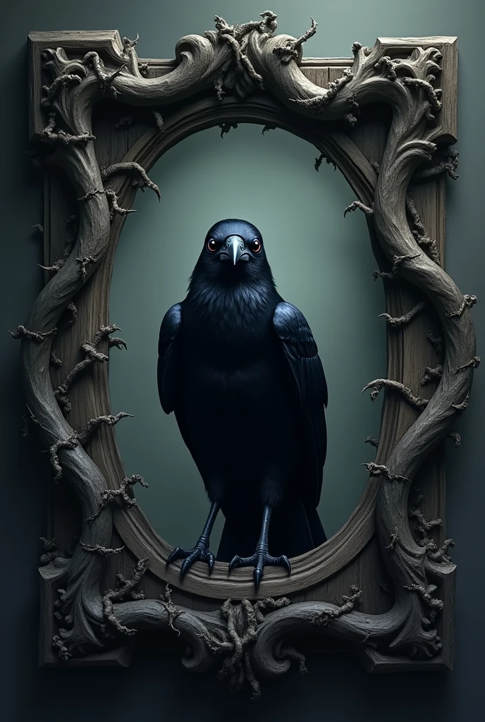 Create a gothic picture and frame with a raven