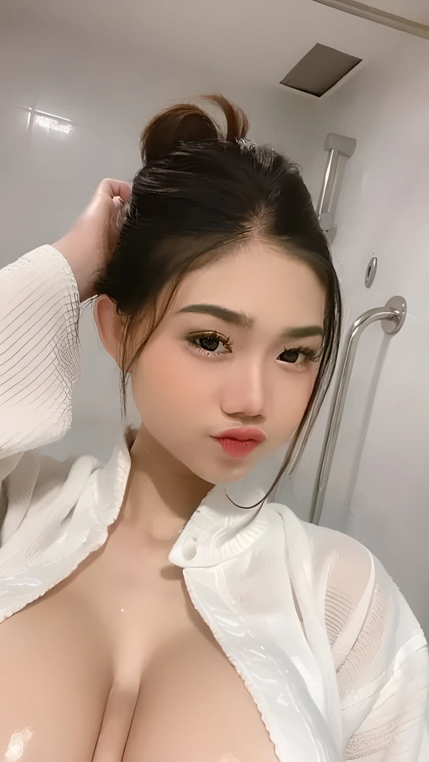 Female body, nsfw, ((gigantic bosom)), (plump:0.8), (nude, sexy), beautiful skin, ((topless, shirtless, breasts out)), transparent, transparent clothes, transparent attire, ((big breasts)), (nsfw), (white skin), (best quality), photorealistic, indoor 