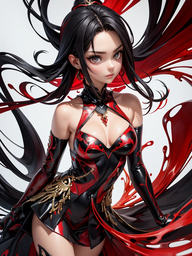 liquid fractal red black silver gold