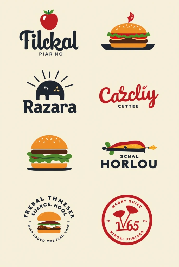 Create complex yet simple restaurant logos, minimalists, cute at first sight set for youth, including adolescents and young people