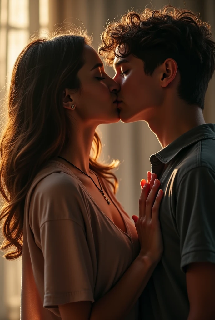Boy kissing girl lips badly