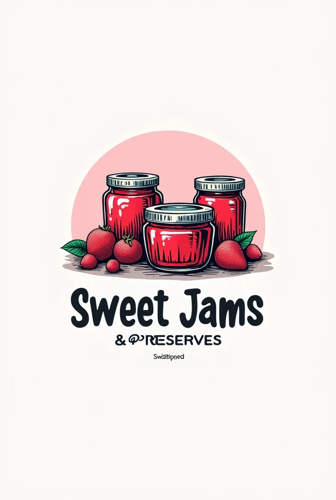 Pink and black sweet jams and preserves logo