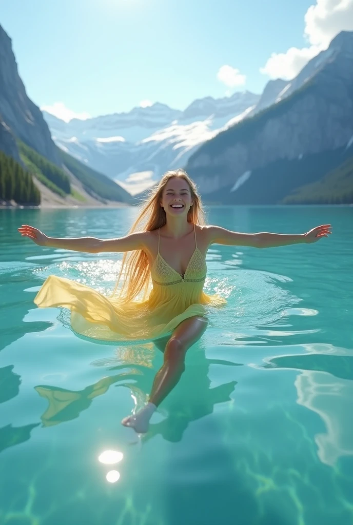 Une fille russe souriante, Swimming in the sea