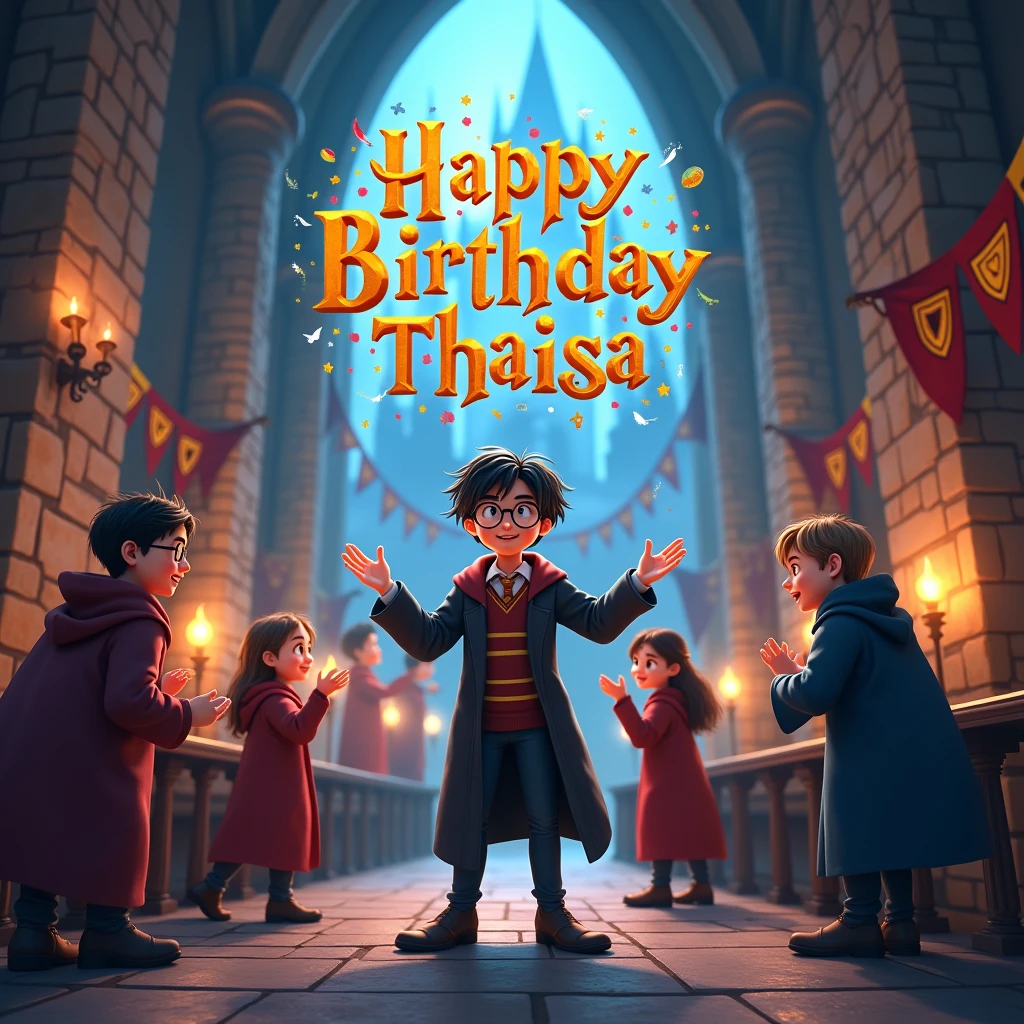 Harry Potter with the text HAPPY BIRTHDAY THAISA