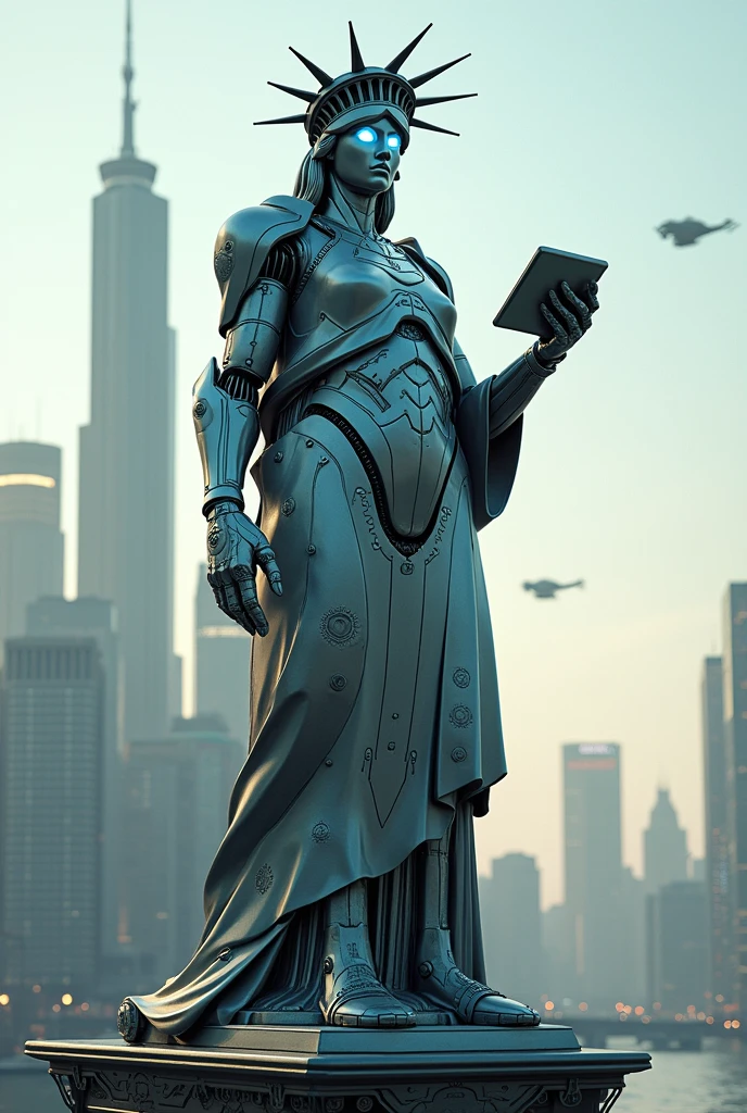 Futuristic and robotic Statue of Liberty