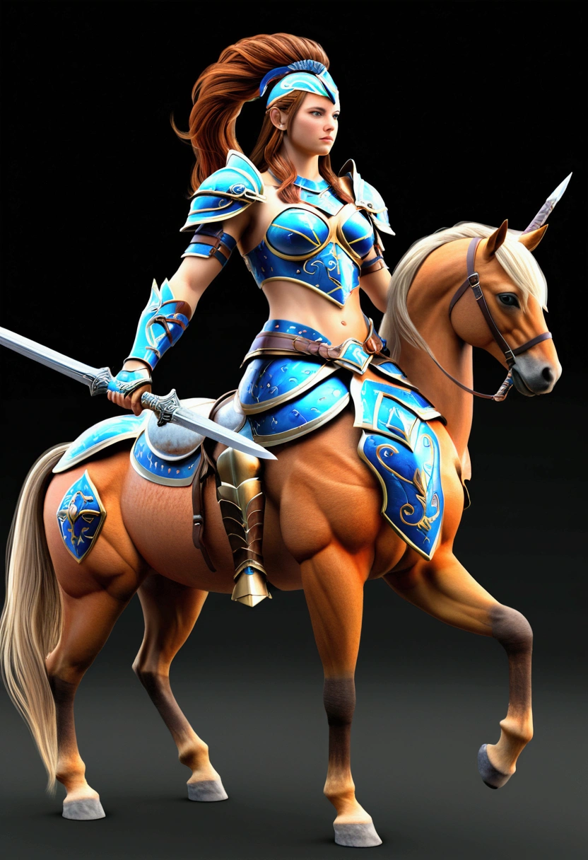 a Centaur, Centaur-type warrior, Armor, (best quality, masterpiece, photorealistic), very aesthetic, perfect composition, intricate details, ultra-detailed, vivid colors