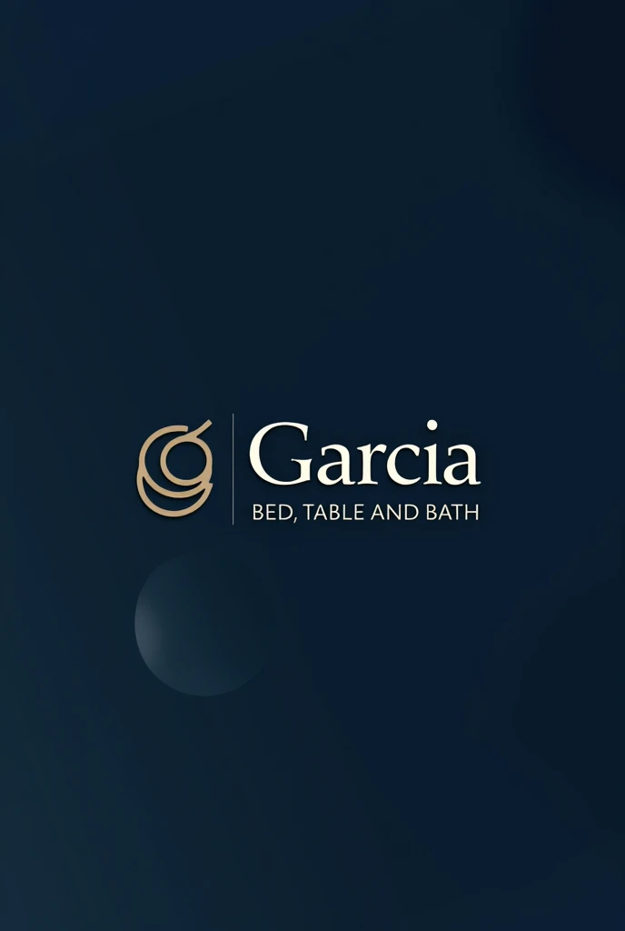 Make a logo for a store with the name Garcia bed, table and bath, dark blue