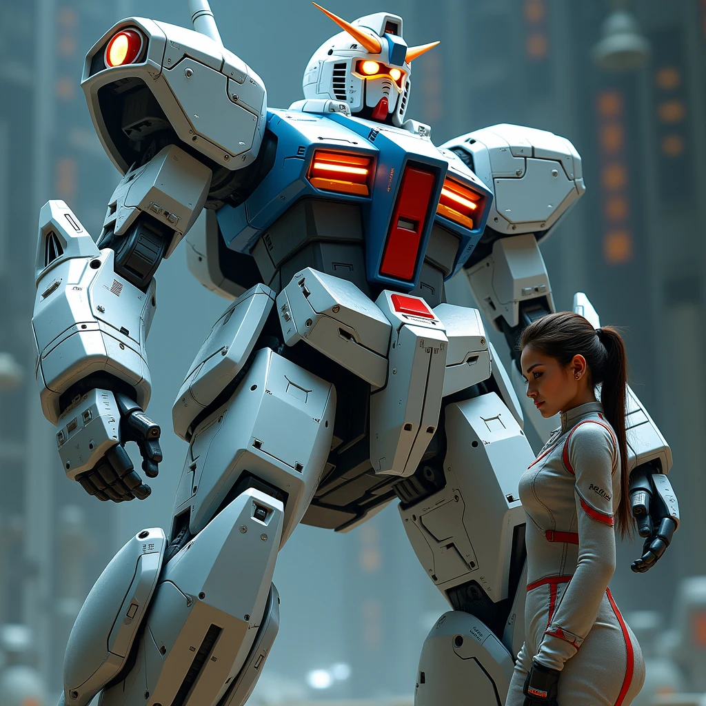 Shining Gundam 、Girl getting into the cockpit