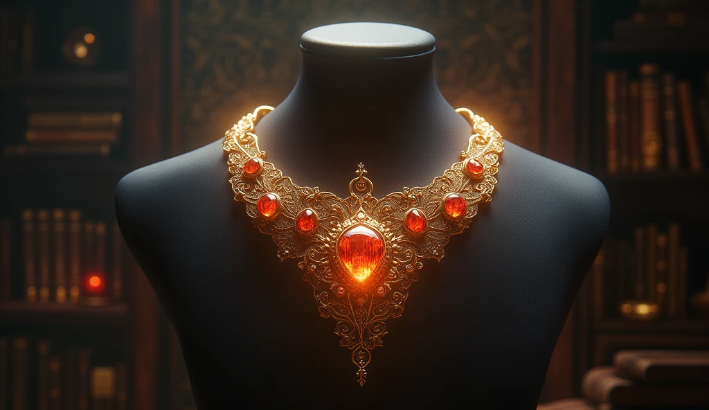 "You will be able to see this necklace only when your heart is true and courageous. This necklace is an old family heirloom that has come to you because of your bravery. Accept it and keep it safe."Genrate a High quality realistic 3D animation style 



