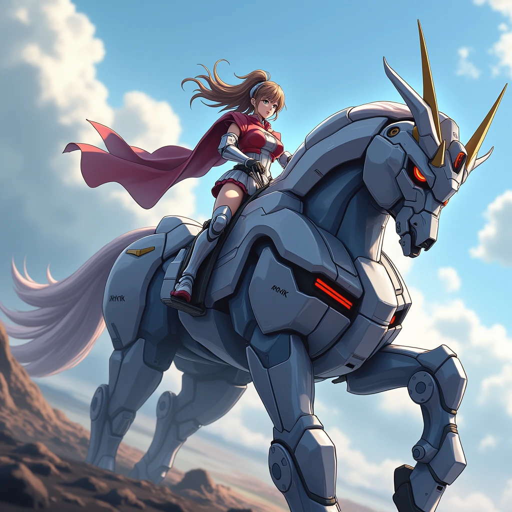 Shining Gundam 、Girl riding Gundam
