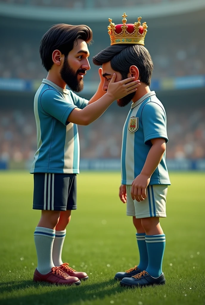 Messi giving a crown to Maradona