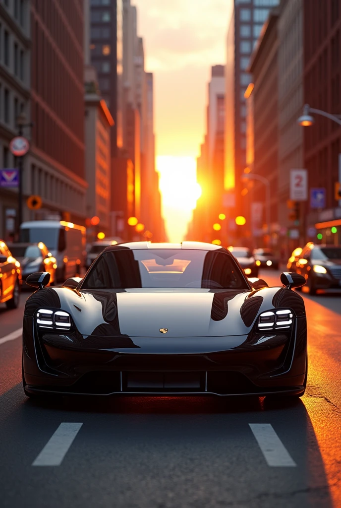 2024 Porsche in New York with Sunset 

