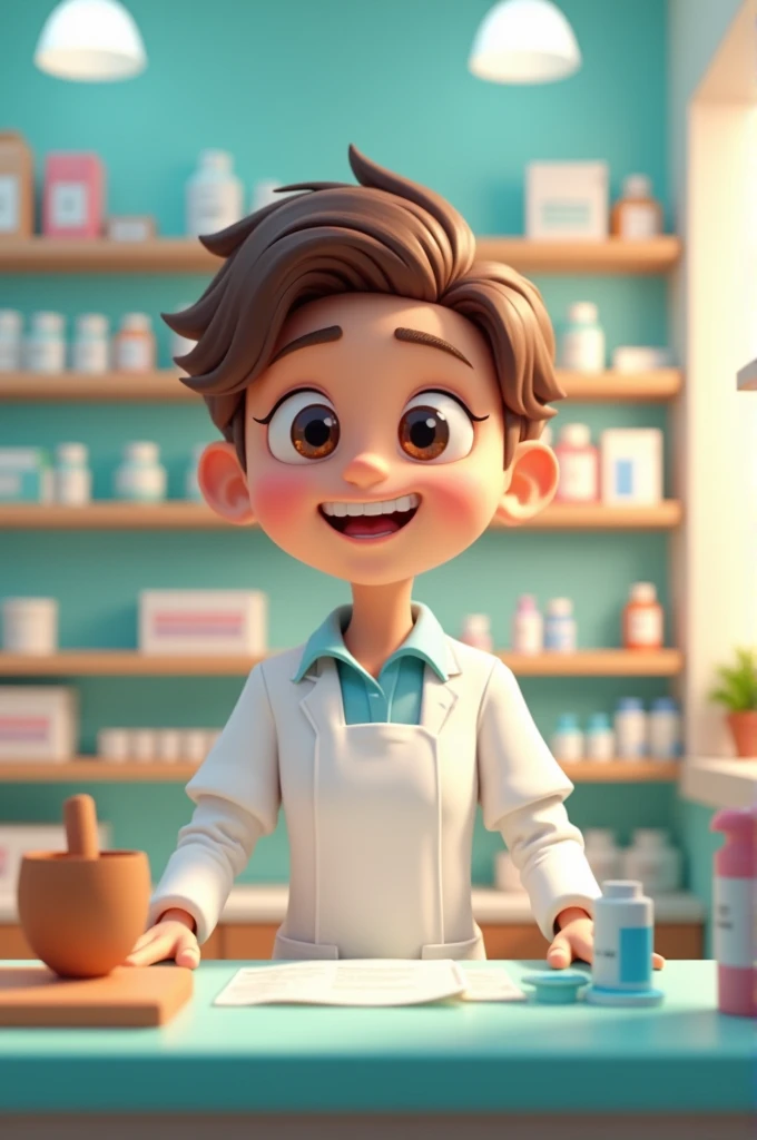 animated pharmacist in apron 