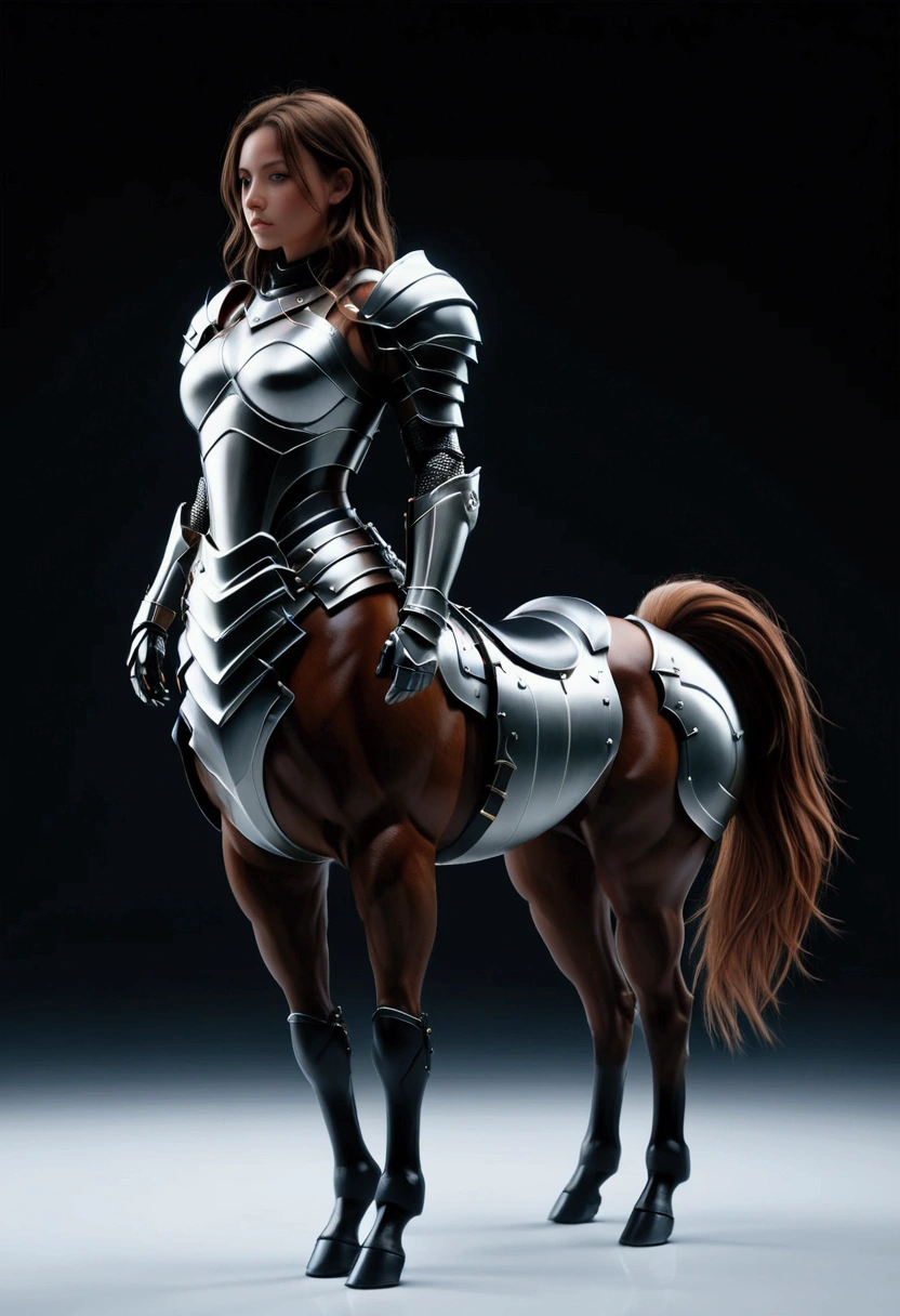Rose McGowan as a centaur knight wearing horse armour