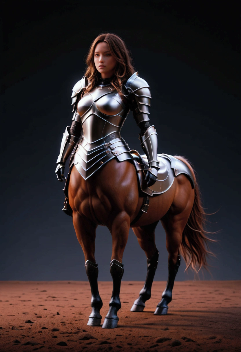 a Centaur, Armor, by ILya Kuvshinov. Beautiful cinematic lighting, surreal, color graded, dynamic movement, captivating chiaroscuro, full body, award-winning, cinematic still, emotional, vignette, dynamic, vivid, (masterpiece, best quality, photorealistic, Professional, perfect composition, very aesthetic, absurdres, ultra-detailed, intricate details:1.3)