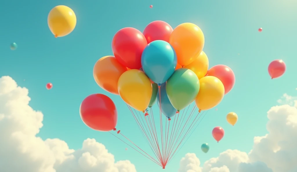 10 bright balloons that bounce and fall