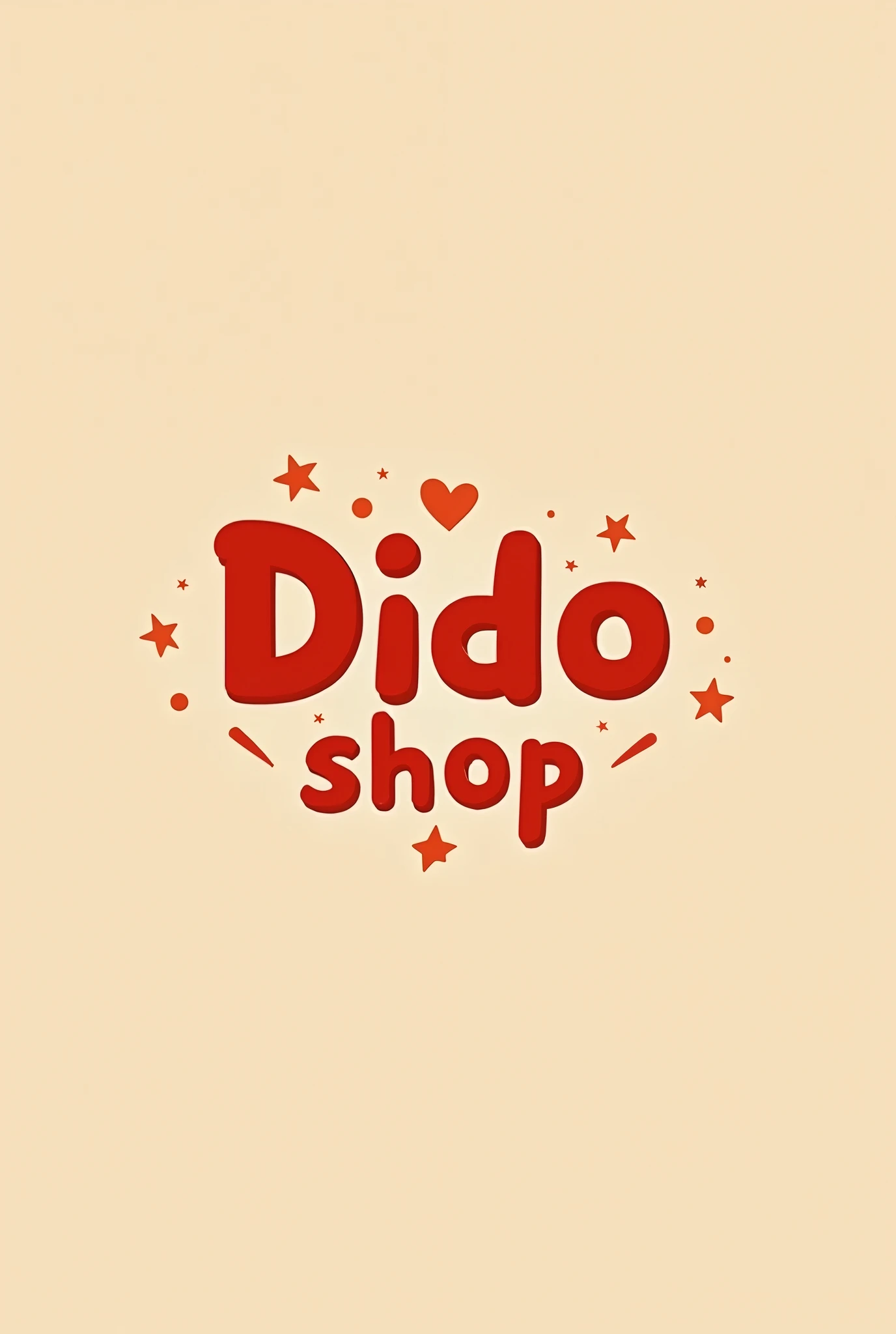 Make a logo with fun letters but with a beige background and red letters, what does dido shop say