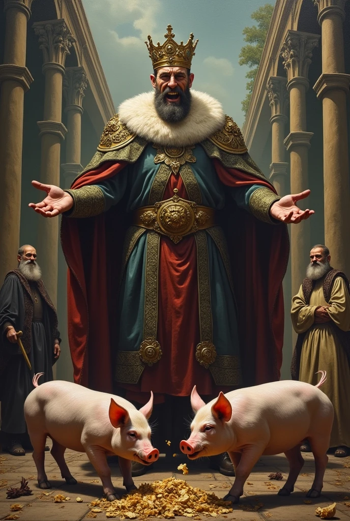 The cruel king feeding the pigs 