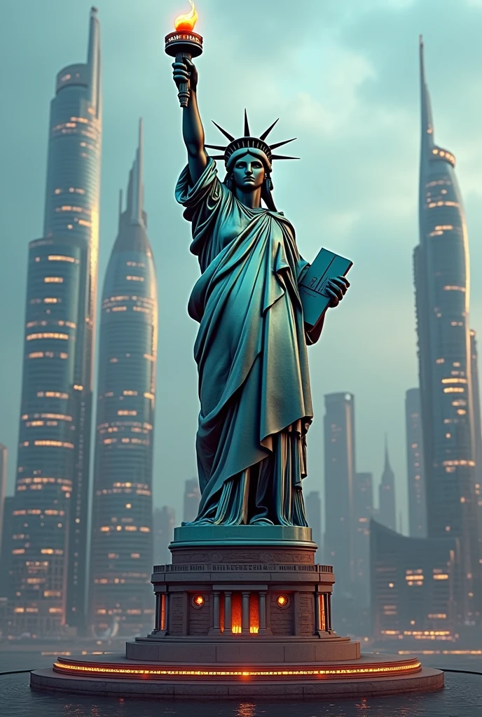Robotic and futuristic statue of liberty