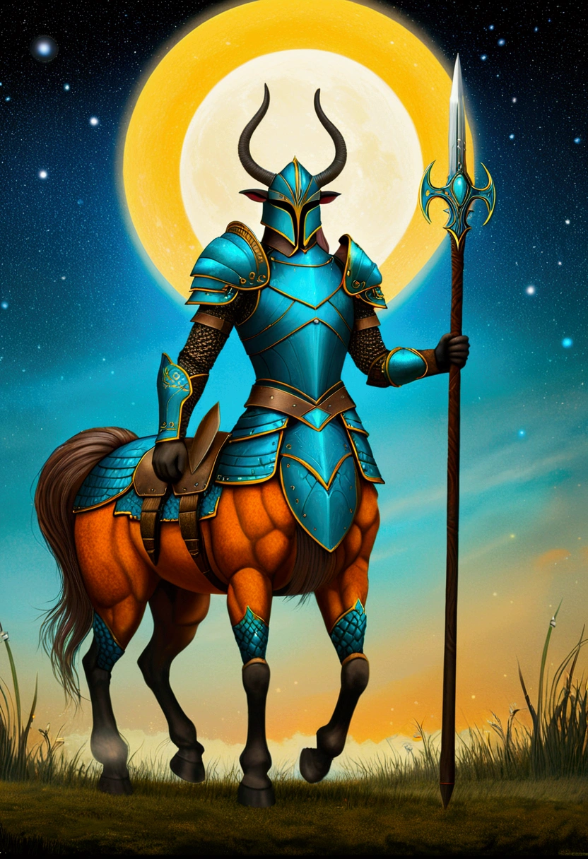 a legend Centaur, Centaur-type warrior, Armor, Battle Stance, by Andy Kehoe, (best quality, masterpiece, photorealistic), very aesthetic, perfect composition, intricate details, ultra-detailed, vivid colors