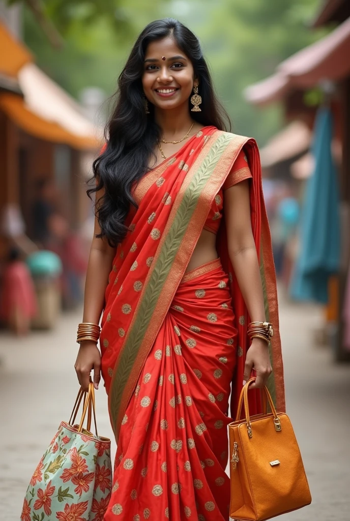 Happy kerala girl give her budget friendly  cloth purchase offer, she purchsse double multy shopper walk from us