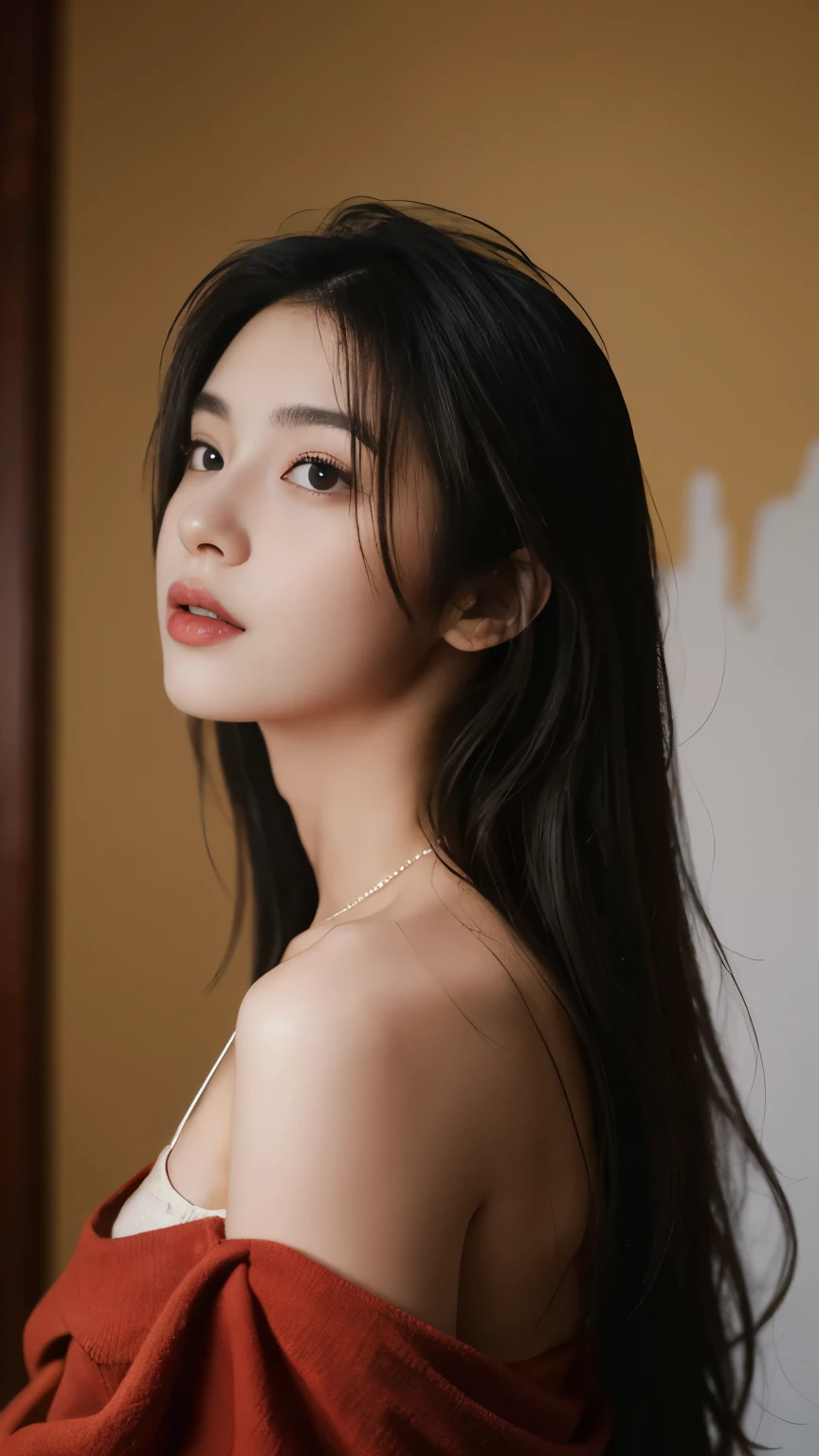 Best quality, masterpiece, ultra high res, (photorealistic:1.5), raw photo, 1girl, offshoulder, sexy look, long hair