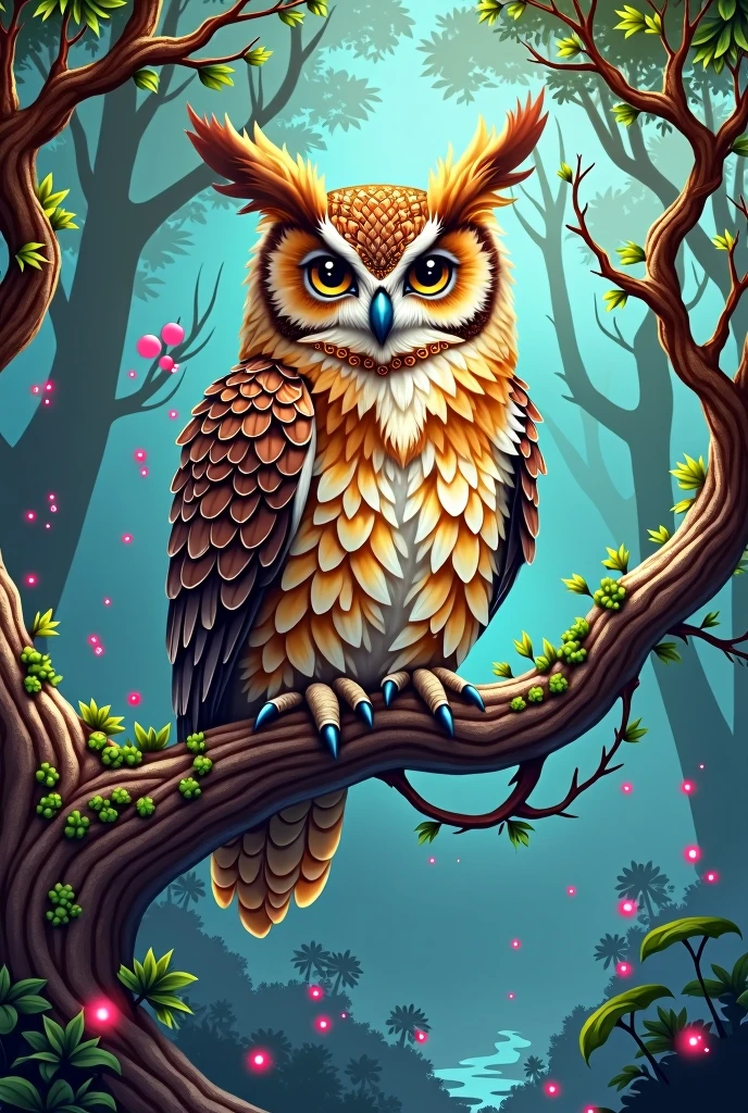 Create me a coloring page of a magical owl