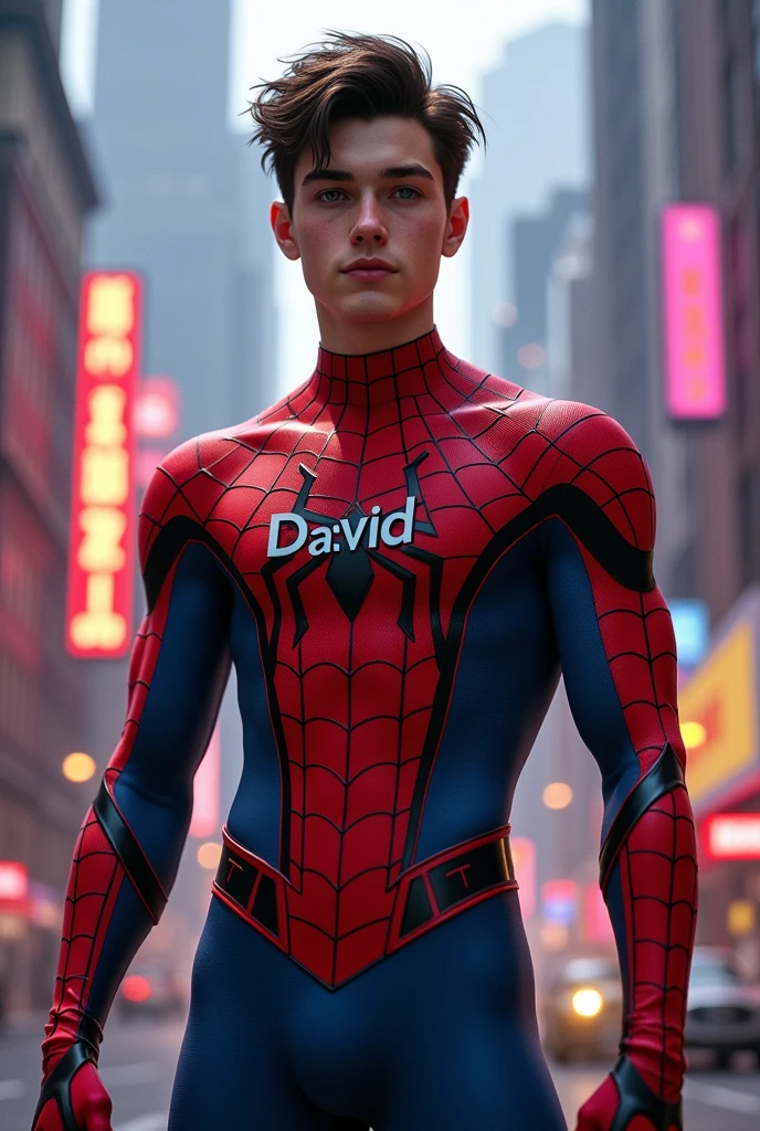Spidey with the name David on his chest