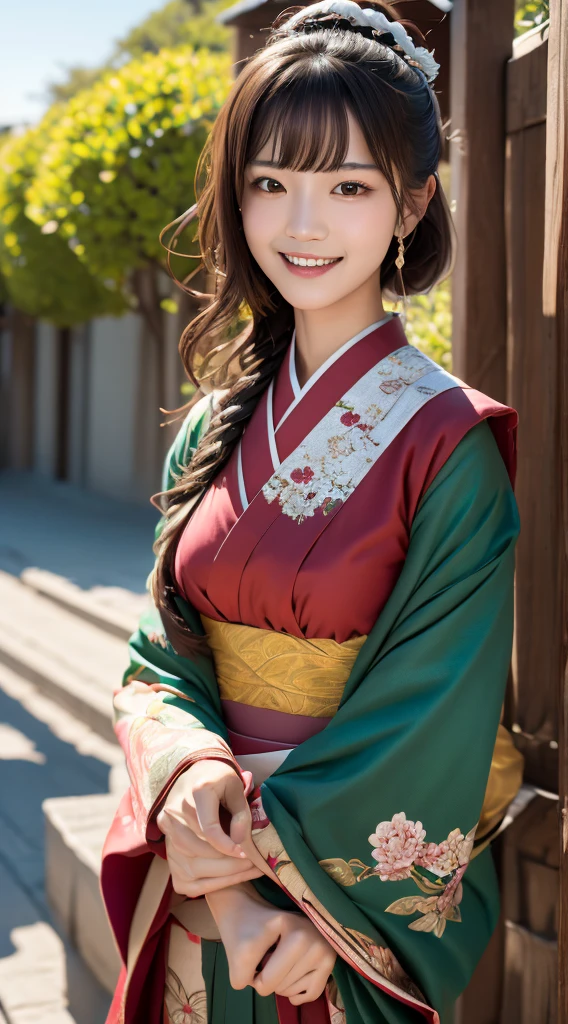 of the highest quality, masutepiece, 超A high resolution, (Photorealistic: 1.4), 1girl in (((Best Quality))), masutepiece,intricate detailes, depth of fields,Highest Quality,Extremely detailed,hight resolution,4K,超A high resolution,detailed shadow,A hyper-realistic,Realistic,Dramatic Lighting,1girl in,Solo,Detailed face,Detailed eye,Realistic skin,The upper part of the body、japanes、Beautuful Women、Kang-hsiang,Kimono