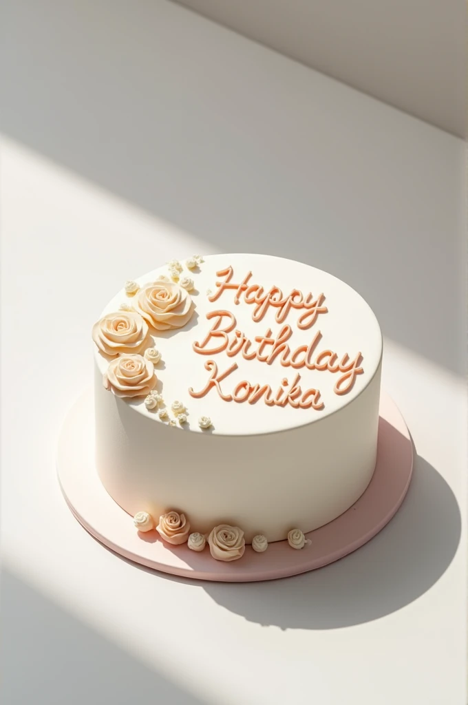 Elegant cake wtite Happy Birthday KONIKA on it