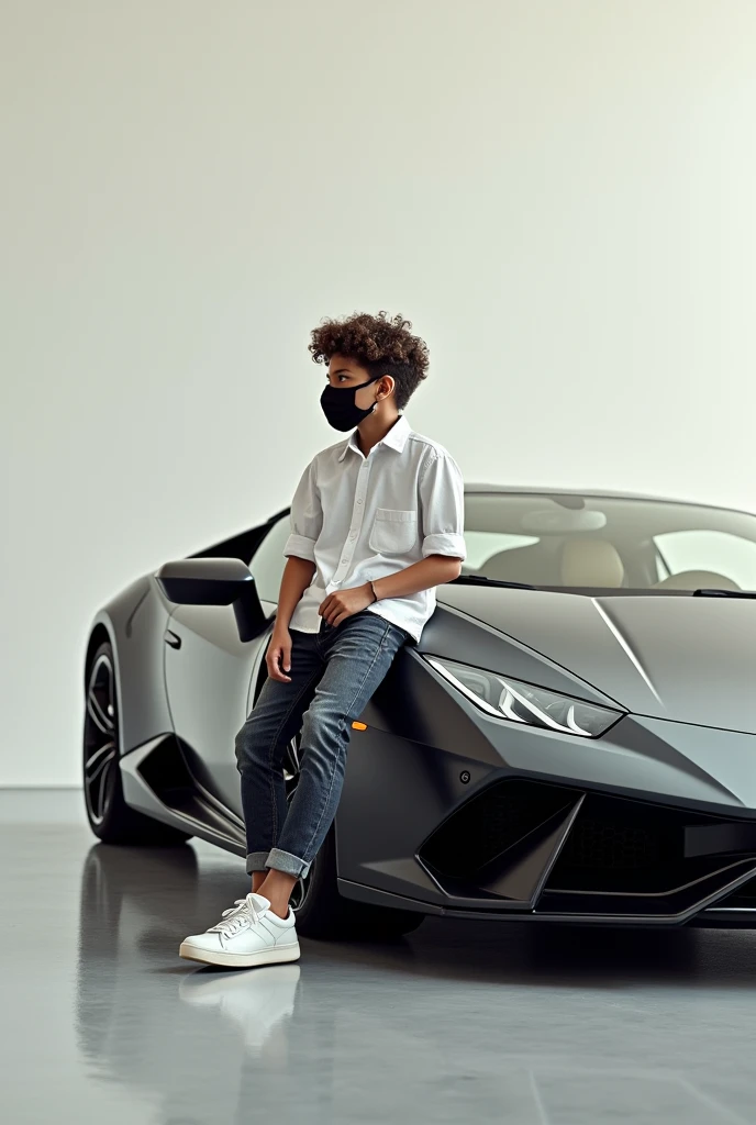 Syeda
@@Hassaanahmed:Creat a 3D illusion for a profile photo where a cute boy in white shirt sitting casually on Lamborghini.Wearing mask,sneaker, he look
