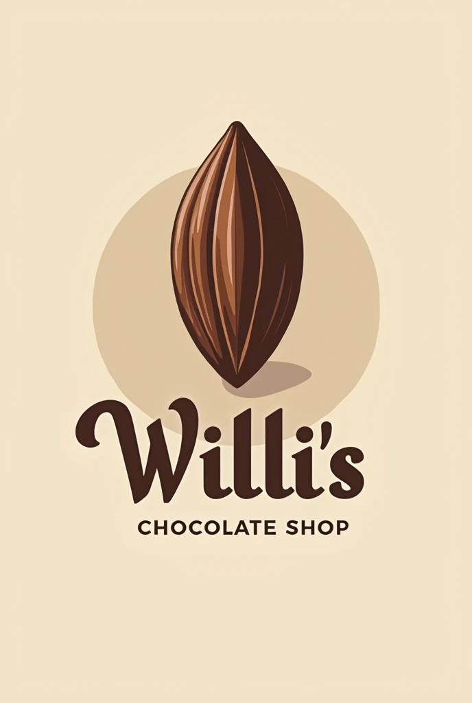 Create a logo about my chocolate shop called Willi&#39;s bell without the bell but with cocoa fruit 