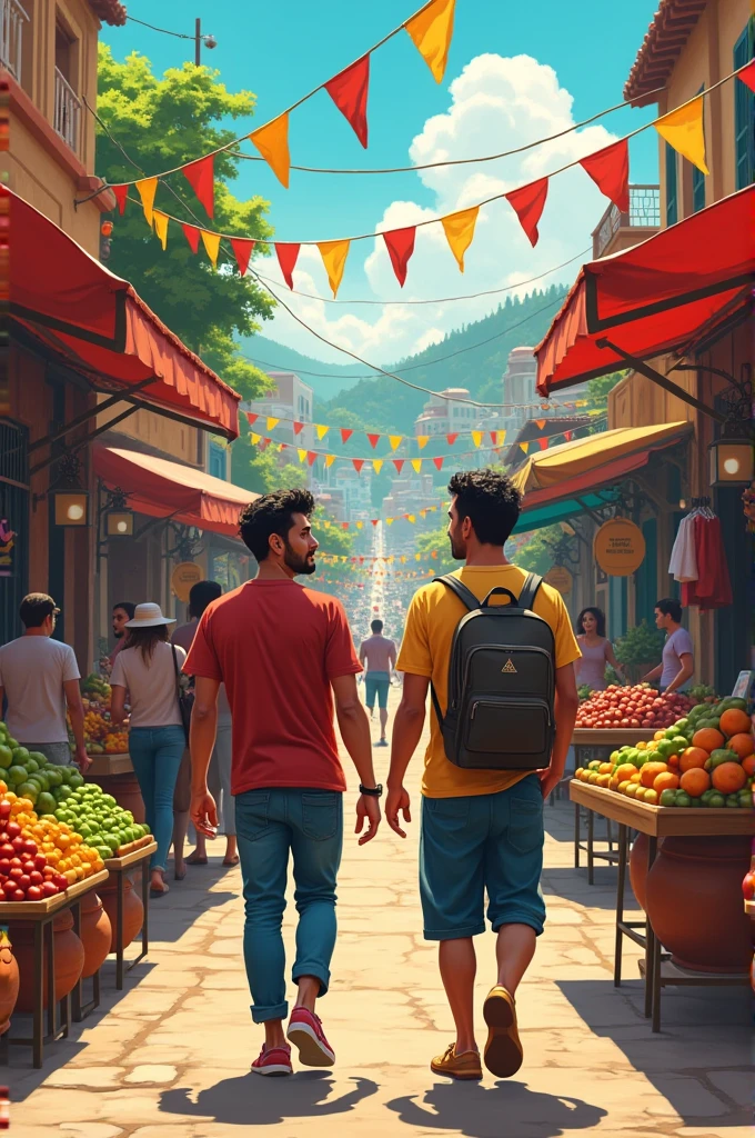 While walking down the street, Luis and Mateo walked past small shops and food stalls that filled the air with delicious aromas.. There were arepa stands, empanadas and tamales, which were cooked in large clay pots over open fires. There were also fruit and vegetable shops., where mangoes were sold, avocados, fresh tomatoes and onions. in a corner, A street vendor was offering coffee and fresh bread., while in another, A man was selling natural fruit juices, like lulo and soursop.
The streets were decorated with flags and banners of local football teams., like Millonarios and Santa Fe, and you could hear vallenato and cumbia music coming out of the shops and cars. At a music stand, A man was selling vallenato and salsa records, while in another, A woman was selling crafts and handicrafts, like hats and cloth bags.
Luis and Mateo walked through the crowd, Greeting neighbors and friends along the way. The atmosphere was festive and full of life., with music, the food and the people that blended into a colorful and vibrant cultural tapestry
