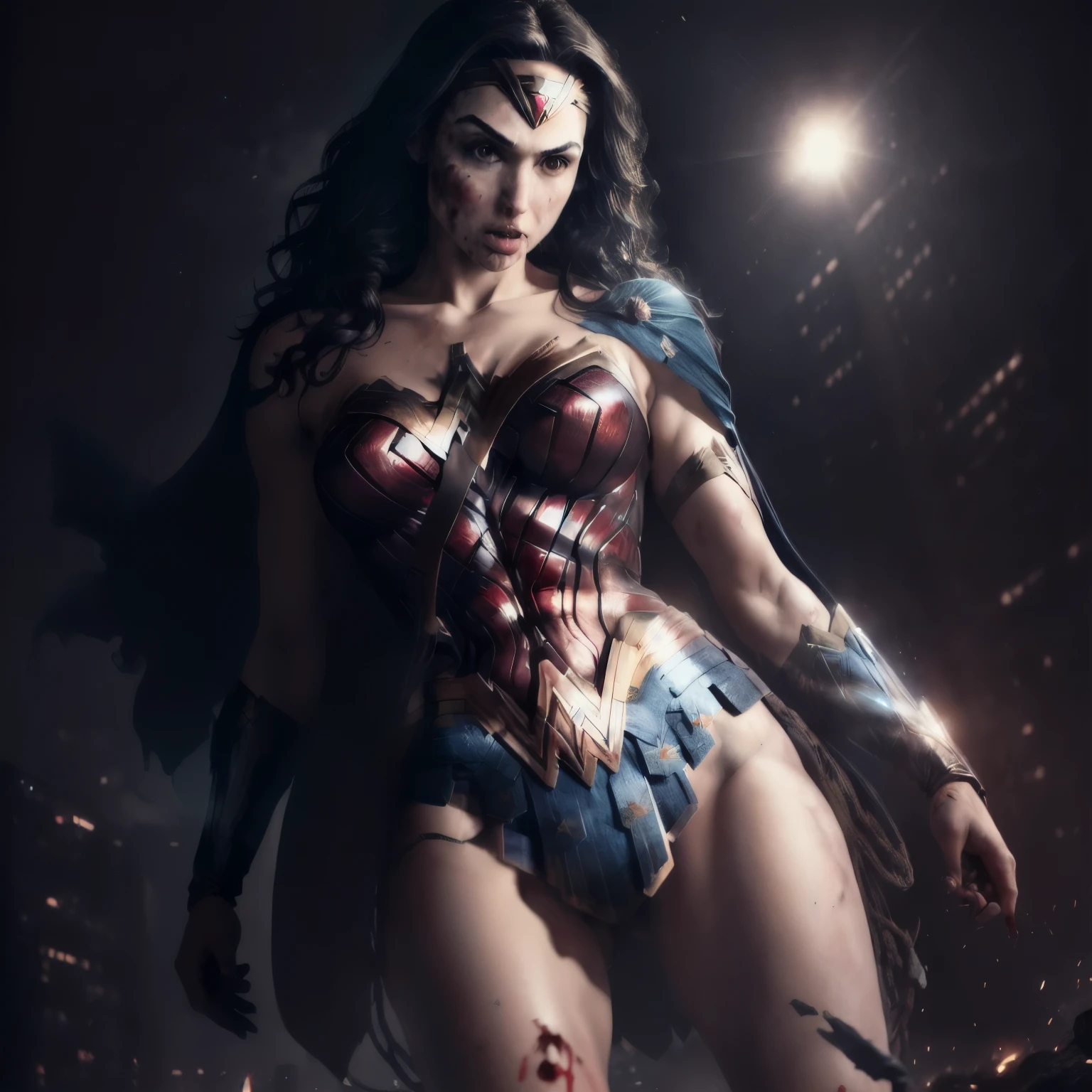 (wonder woman open thighs), (crying gal gadot),man spread,((urination)),Wonder Woman, Injured, Superhero,Realistic, (nipple),(too dark pubic hair), (damage, injuries, blood, bruises,:1.3), Black Hair, lips, Long Hair, alone, (torn costumes:1.3),8k, Highest quality, live-action, Intricate details, Very detailed, Ultra-high resolution, Depth Field,(photoRealistic,Realistic:1.2), masterpiece,Photo of one girl,