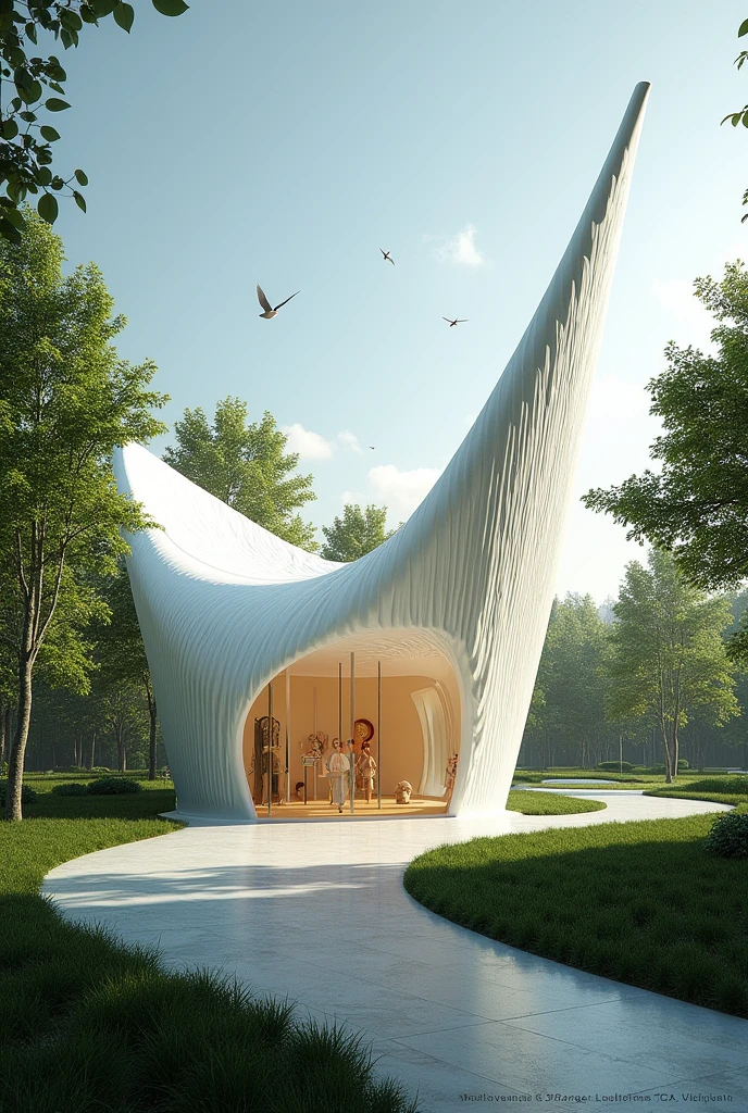 Architectural pavilion that will be used for exhibitions and that will be based on the characteristics of a hummingbird