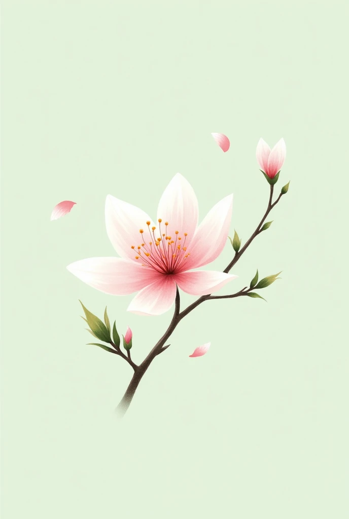 Logo drawing a Japanese cherry blossom with a pastel green background that makes the drawing stand out 