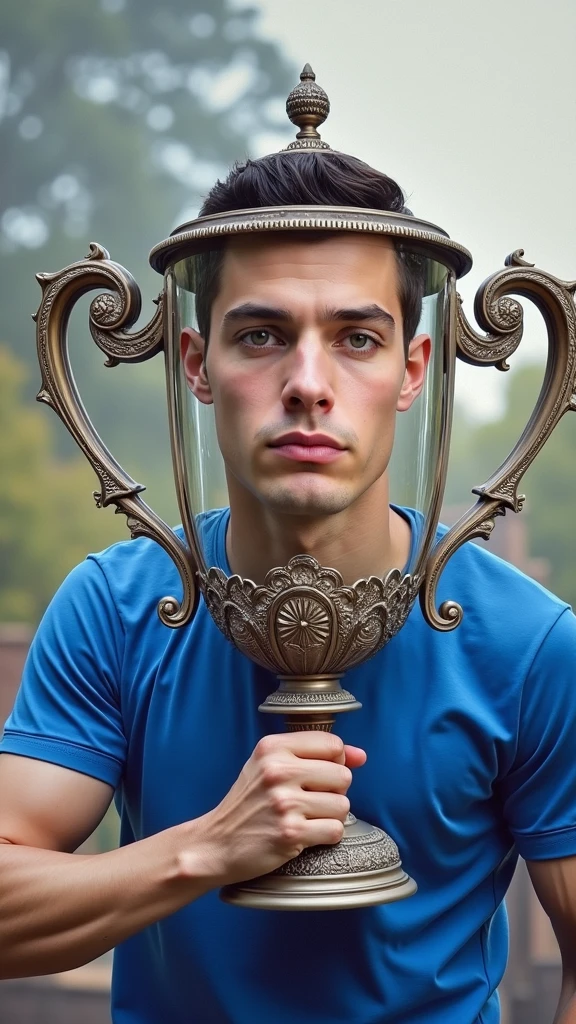 My face in a bodybuilder's cup.