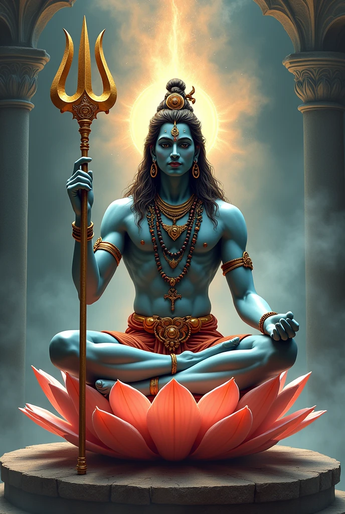 Trishul in hand sitting on pada stri