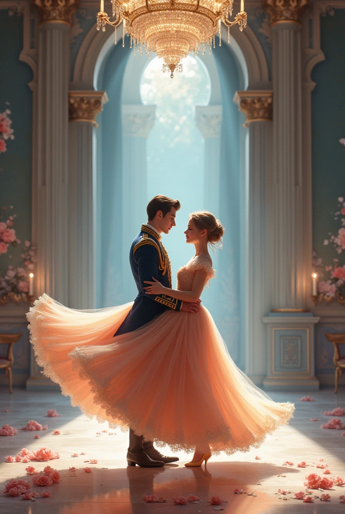 couple dancing ballet of prince charming and cinderella