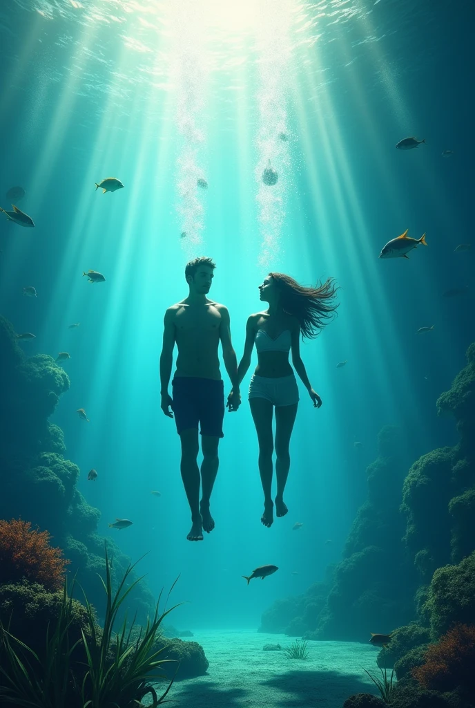 Man and woman underwater