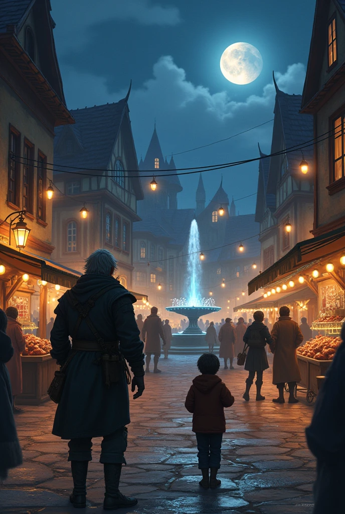 One night, Erik and his father were in the town square, make it bigger